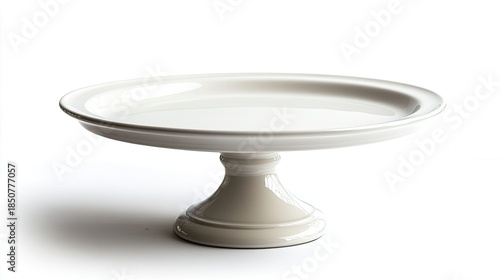Porcelain cake stand isolated on white background, elegant pedestal dish for desserts, table setting decoration, fine china pedestal plate