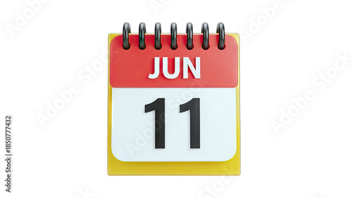 June 11th Calendar: Date Reminder on White Background