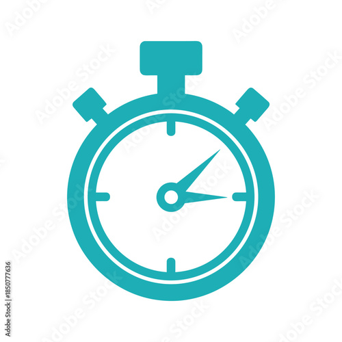 Teal stopwatch icon on white background