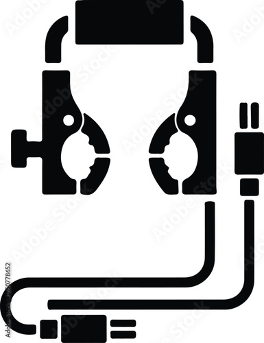 Silhouette Defibrillator Paddles Medical Equipment With Cable Connectors Vector Illustration