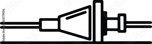 Silhouette Medical Needle Syringe Connector Adapter Device Line Art Vector Illustration