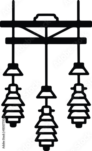 Silhouette Modern Tiered Chandelier Lighting Fixture Elegant Minimalist Home Decor Vector Illustration