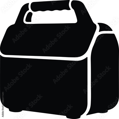 Silhouette Portable Insulated Cooler Box With Handle Outline Icon Vector Illustration