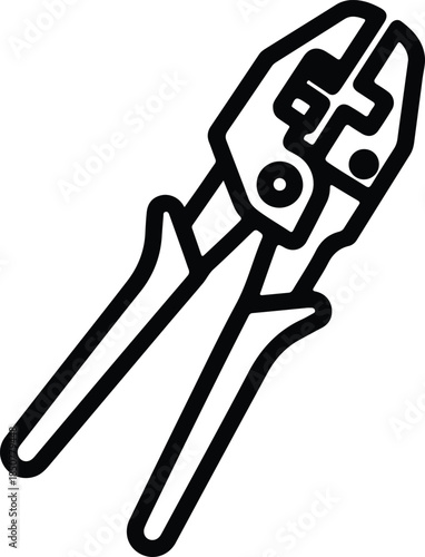 Silhouette Professional Crimping Tool Pliers For Electrical Work Vector Illustration