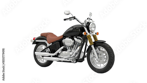 Black Motorcycle Isolated on White Background