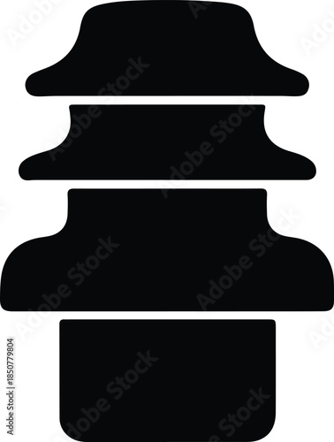 Silhouette Stacked electrical ceramic insulator for high voltage power lines Vector Illustration
