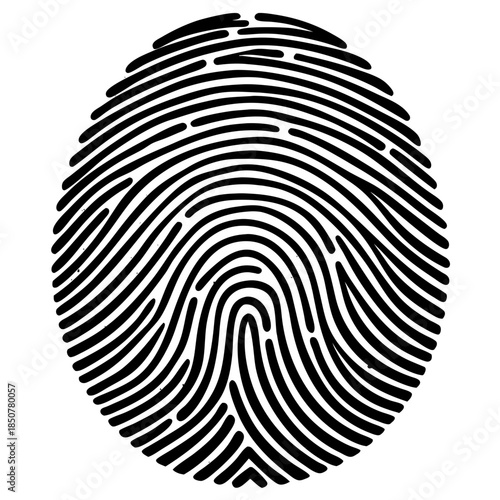 Digital Fingerprint Icon Vector: Biometric Identity Security and Authentication Symbol