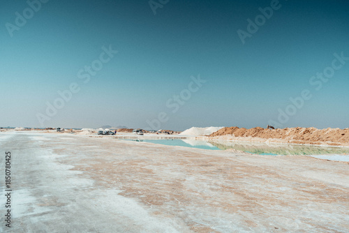 green blue salt lakes in siwa in Egypt 