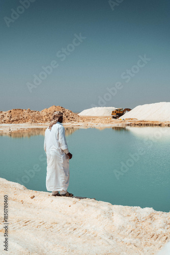 green blue salt lakes in siwa in Egypt 