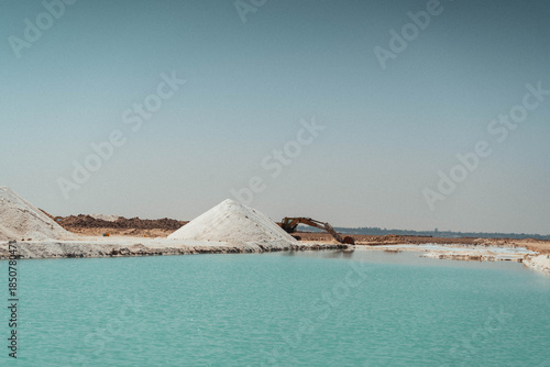 green blue salt lakes in siwa in Egypt 