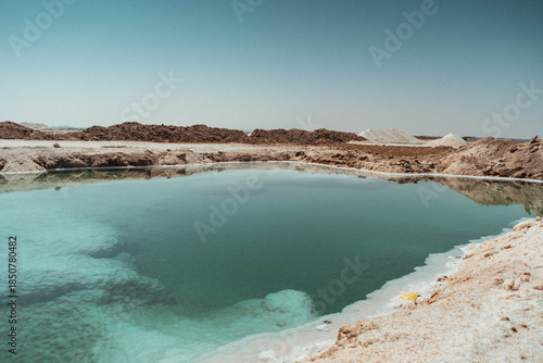 green blue salt lakes in siwa in Egypt 