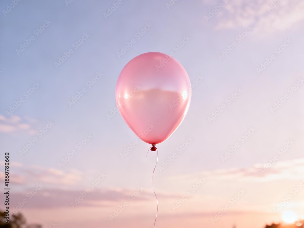 Fototapeta premium Pink balloon floating in sky