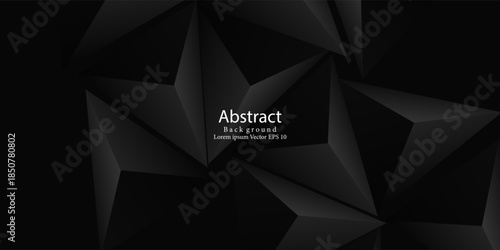 Abstract Black 3D Polygonal Triangle Background. Futuristic Technology Concept