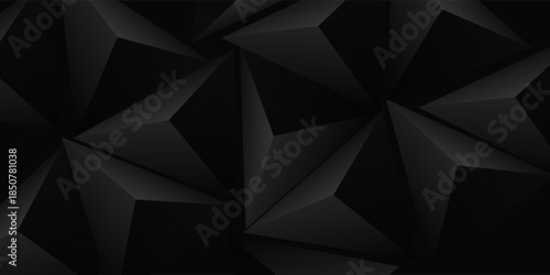 Abstract Black 3D Polygonal Triangle Background