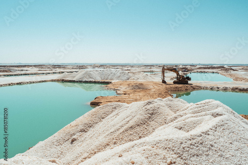 green blue salt lakes in siwa in Egypt 