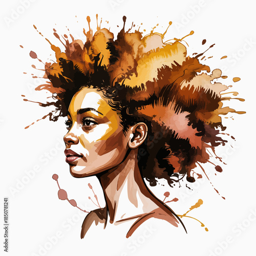 A creative portrait of a woman whose hair bursts with color and artistic flair, symbolizing individuality and self-expression through modern artistic styles.