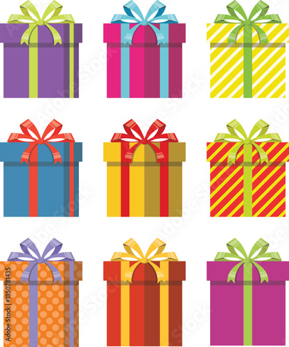 Festive holiday gift box present isolated on white background