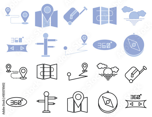 Geolocation and Route Illustration Icons