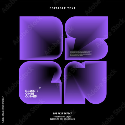 Editable Text Effect Vector of  Purple Neon Thin Gradation Blend Event champion headline Futuristic Poster digital for Display, digital marketing, Agency, game champion event, printing