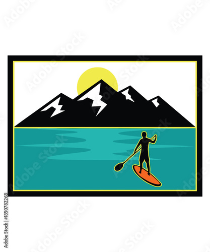 Sup Surfing Paddles Boards Supboard Stand-up Paddleboards Graphic Design.