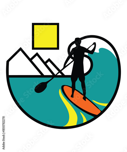 Sup Surfing Paddles Boards Supboard Stand-up Paddleboards Graphic Design.