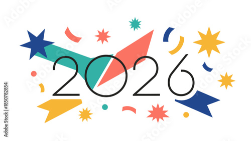 Vibrant vector illustration of the year 2026, perfect for celebrating New Year's or marking a significant milestone