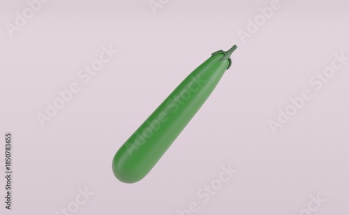 One eggplant isolated on pink background