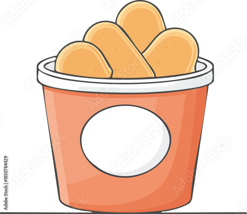 A minimalist black line icon of a chicken nuggets or fried chicken piece, thin outline