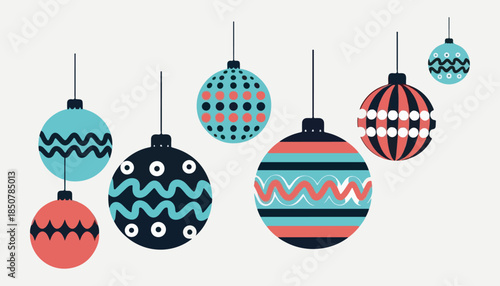 Colorful Easter eggs set vector illustration with decorative holiday ornaments and festive design