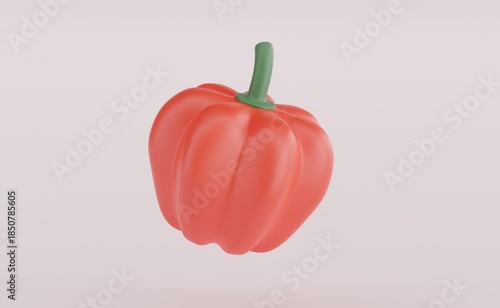 Sweet red pepper, paprika, isolated on white background