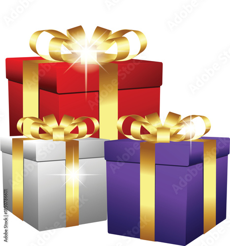 White isolated Christmas gift box present holiday decoration vector