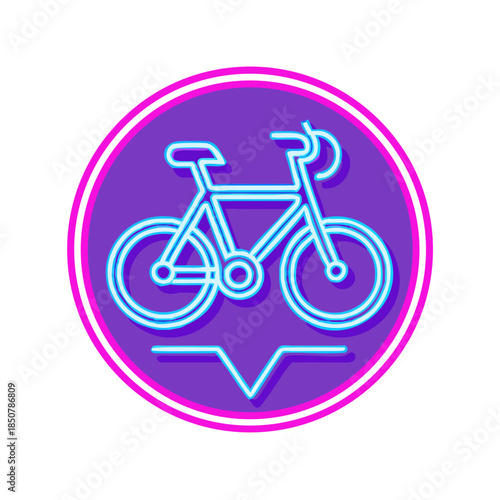 Neon Line Bicycle Touring Icon