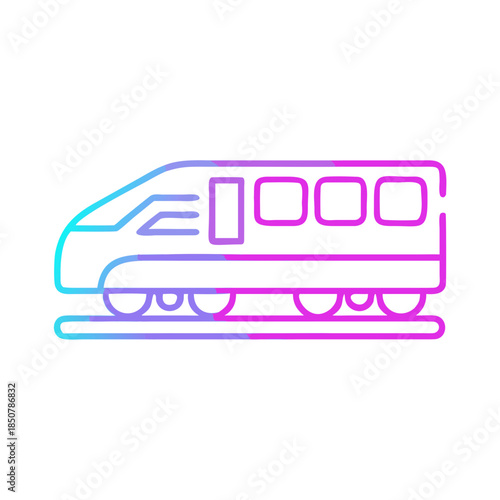 Neon Line Train Transport Icon