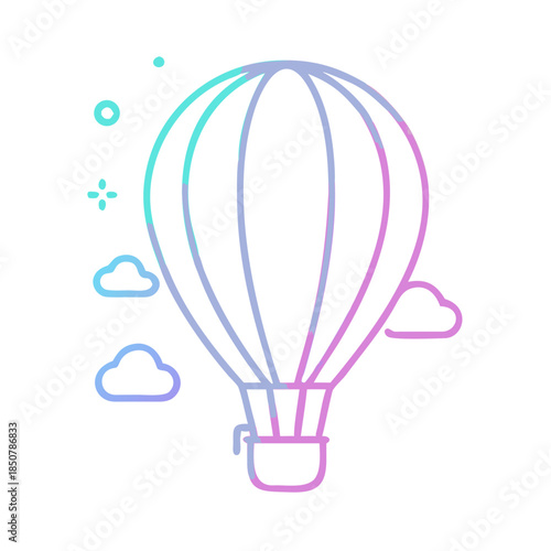 Neon Line Hot Air Balloon Icon
