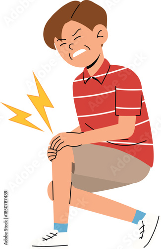 Middle Age Man with Knee Pain, Unwell Male Hands on Knee with Hurt illustration