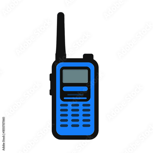 Blue and black walkie-talkie with antenna
