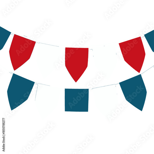 Colorful bunting flags strung on a rope