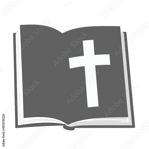 Open book with white cross symbol