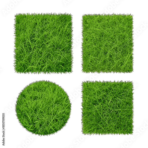 Set of grass patches in square and circular shapes