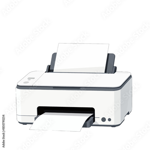 White printer with paper coming out