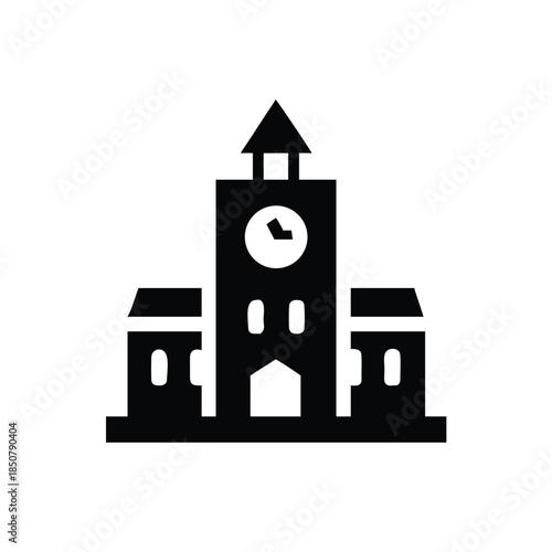 Black silhouette of a classical building