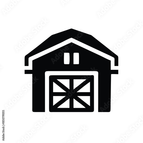 Rustic Barn Building Silhouette Vector Graphic