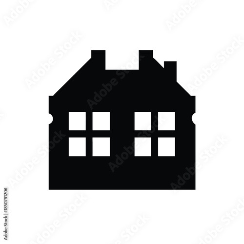 Silhouette of a vintage english townhouse