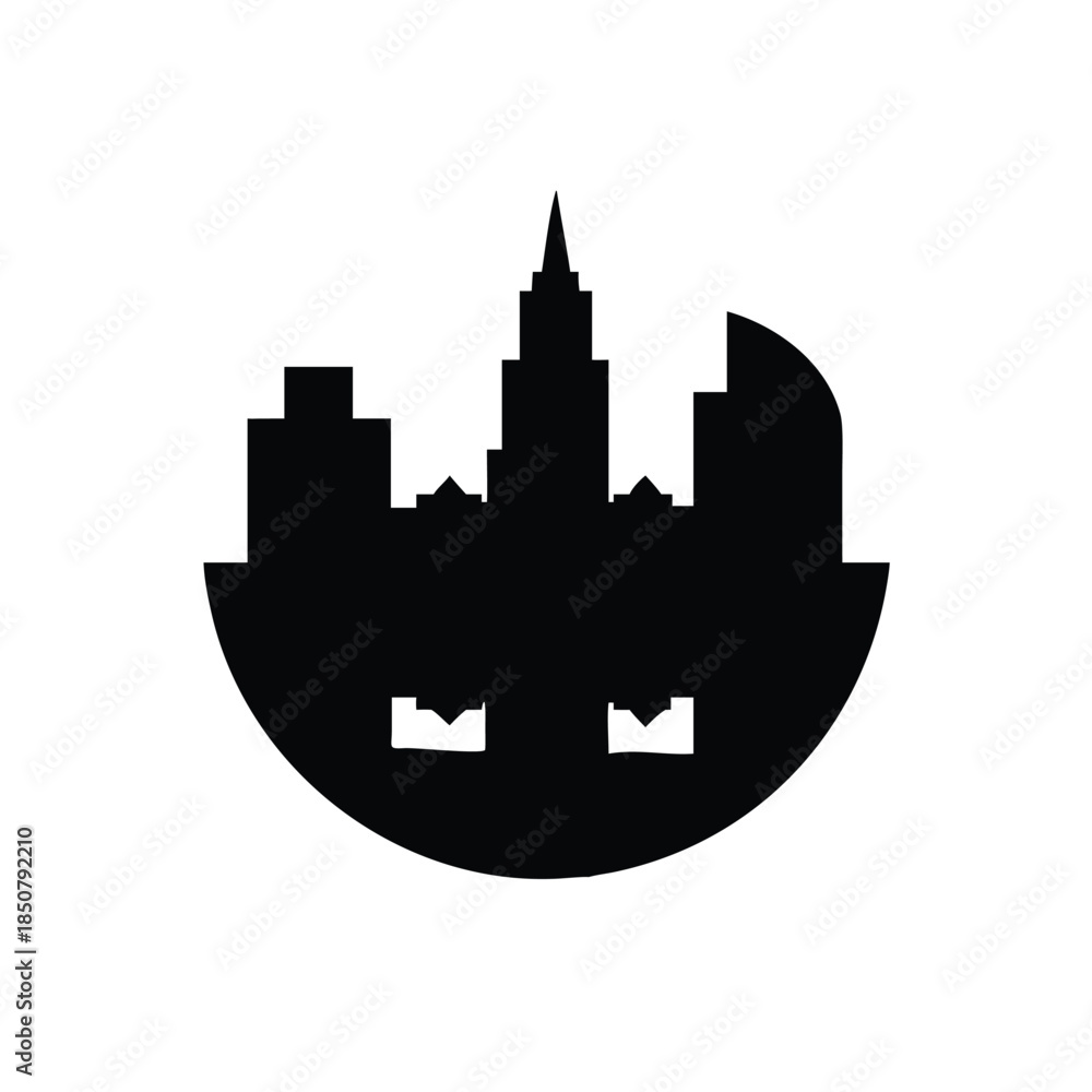 Fototapeta premium Modern Cityscape Skyline Silhouette Reflecting Icon Design