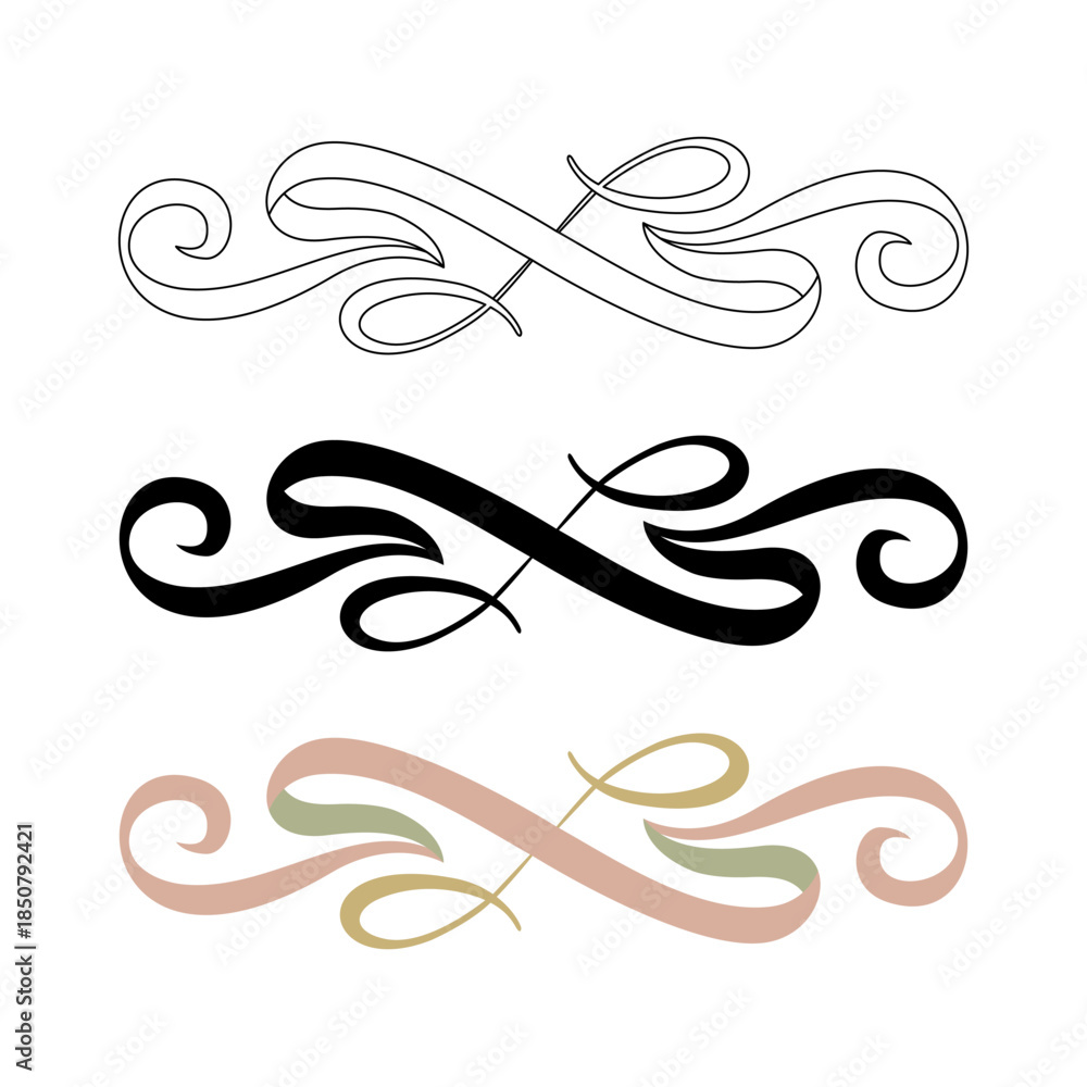 Fototapeta premium Elegant Pastel Flourish Ornament for Invitations and Certificates