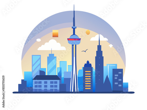 Toronto, Ontario, Canada cityscape at dusk.