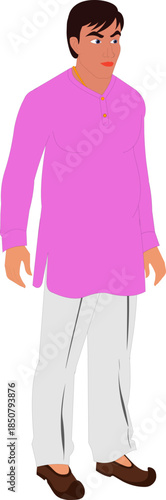 man in kurta pant animation ready vector illustration