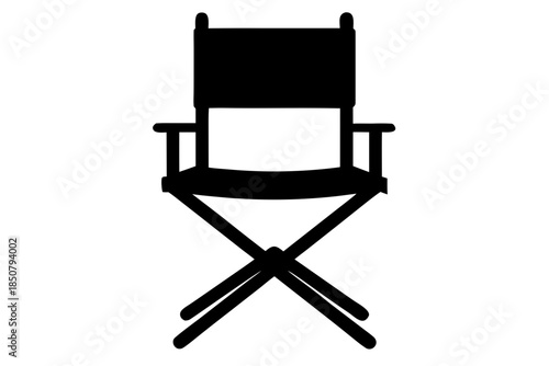 Director Chair Silhouette Vector, patio chair icon, Folding chair black symbol 