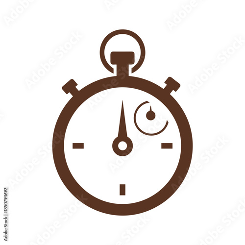 Stopwatch icon in brown on white background