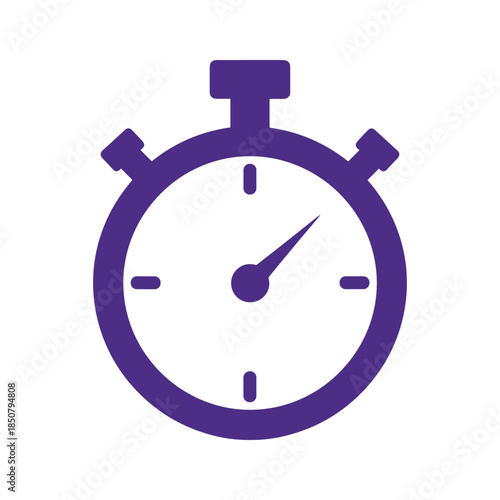 Purple stopwatch icon on white background
